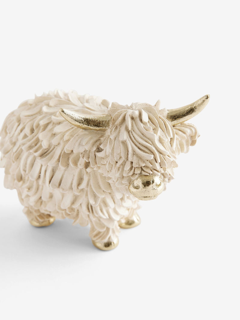 Hamish Highland cow cream gold ornament - British product