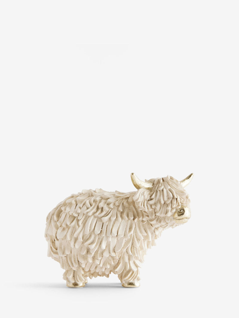 Hamish Highland cow cream gold ornament - British product