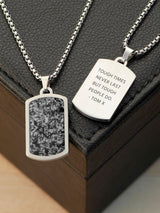 Treat Republic Personalised Mens Silver Tone Snowflake Obsidian Dog Tag Necklace