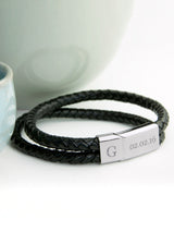 Treat Republic Personalised Dual Leather Black Bracelet