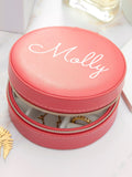 Treat Republic Personalised Pink Coral Round Jewellery Case