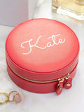 Treat Republic Personalised Pink Coral Round Jewellery Case