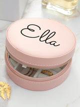 Treat Republic Personalised Blush Round Travel Jewellery Case