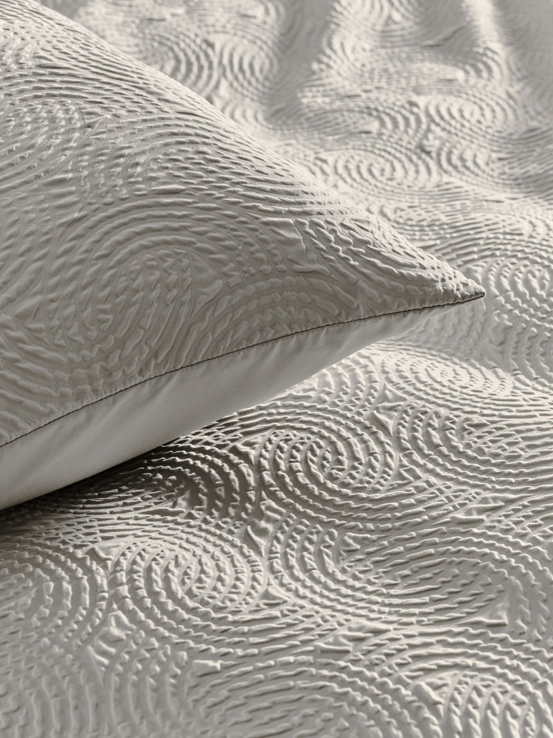 Grey Silver Embossed Geometric Texture Duvet Cover and Pillowcase Set