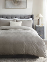 Grey Silver Embossed Geometric Texture Duvet Cover and Pillowcase Set