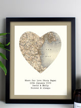 PMC Personalised 1896-1904 Revised Map Heart Framed Print - Photo Frame