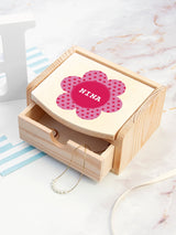 Treat Republic Personalised Kids Flower Jewellery Box with Mirror and Drawer - 12x10x6.5cm