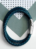 Treat Republic personalised teal leather bracelet (British brand)