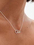 Sterling Silver Interlink Heart Necklace with Lobster Clasp, 16'' Chain