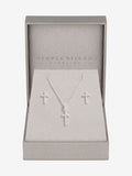 Sterling Silver Cubic Zirconia Cross Jewelry Set with Gift Box
