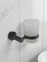 Stainless Steel Wall Mounted Toothbrush Holder with Polished Black Finish, 13x10x9cm