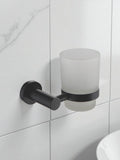 Stainless Steel Wall Mounted Toothbrush Holder with Polished Black Finish, 13x10x9cm