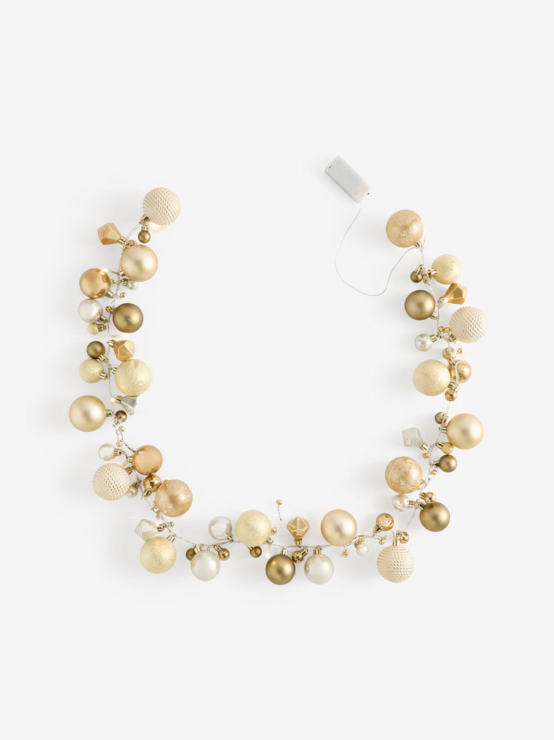 Gold Bauble Pre Lit Christmas Garland