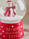 Red Penguin Babys First Christmas 2025 Snow Globe