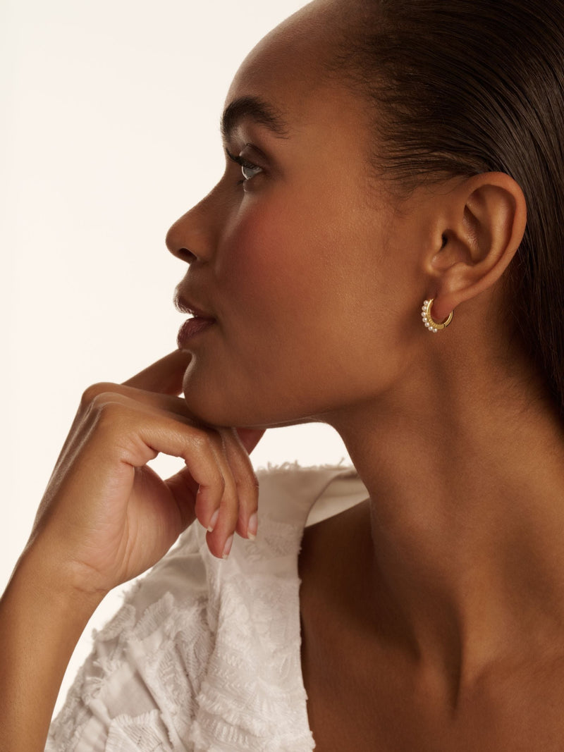 Ted Baker gold tone pearl persia huggie earrings (British brand)