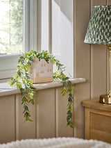 Green Artificial Trailing Plant in Ceramic House Shaped Pot - Indoor Decoration