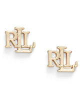 Lauren Ralph Lauren Gold Tone Logo Stud Earrings
