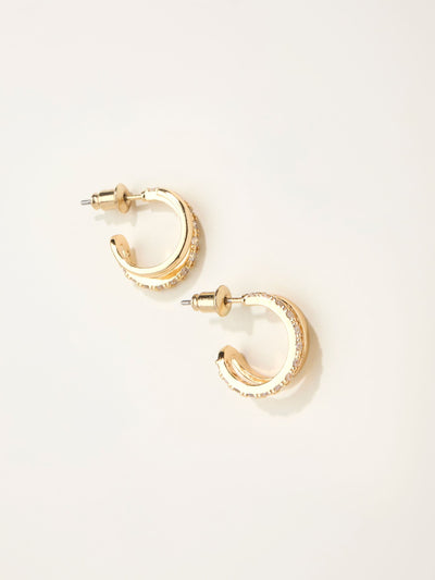 FatFace Gold Tone Gem Double Huggie Earrings