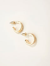 FatFace Gold Tone Gem Double Huggie Earrings