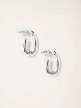 FatFace Silver Tone Twist Oval Hoop Earrings