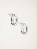 FatFace Silver Tone Twist Oval Hoop Earrings