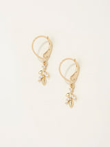 FatFace Gold Tone Leaf Drop Earrings