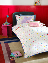 White Multi Spot Super Soft Brushed Cotton Duvet Cover and Pillowcase Set