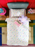 White multi spot duvet cover and pillowcase set (British brand)