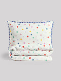 White multi spot duvet cover and pillowcase set (British brand)