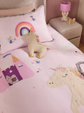 Lilac Unicorn Fairy Castle duvet cover and pillowcase set, UK version
