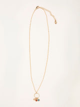 FatFace Gold Tone Trio Gem Necklace Brass Alloy