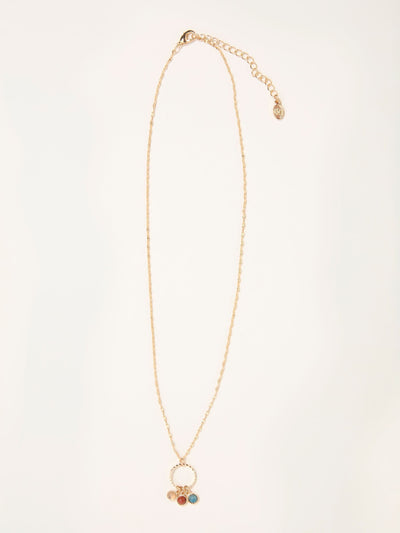FatFace Gold Tone Trio Gem Necklace Brass Alloy