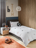 Pleated embroidered sports duvet cover and pillowcase set, imported from the UK