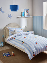 Blue/White Tufted Rocket Duvet Cover and Pillowcase Set