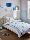 Blue/White tufted rocket duvet cover and pillowcase set - British product