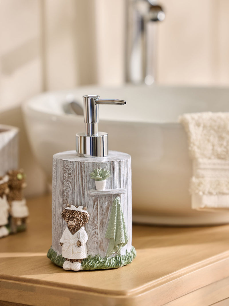 Grey Hamish the Highland Cow soap dispenser, UK version