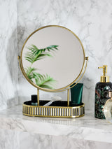 Gold Rib 5x Magnification Round Dressing Table Mirror