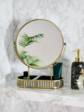 Gold Rib 5x Magnification Round Dressing Table Mirror