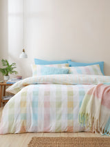 Catherine Lansfield Pastel Spring Check Reversible Duvet Cover Set