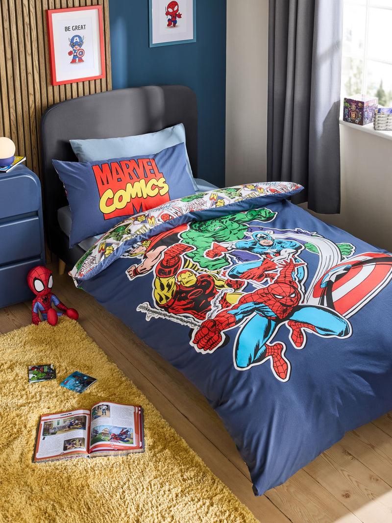 Blue Marvel duvet cover and pillowcase set Single - British product