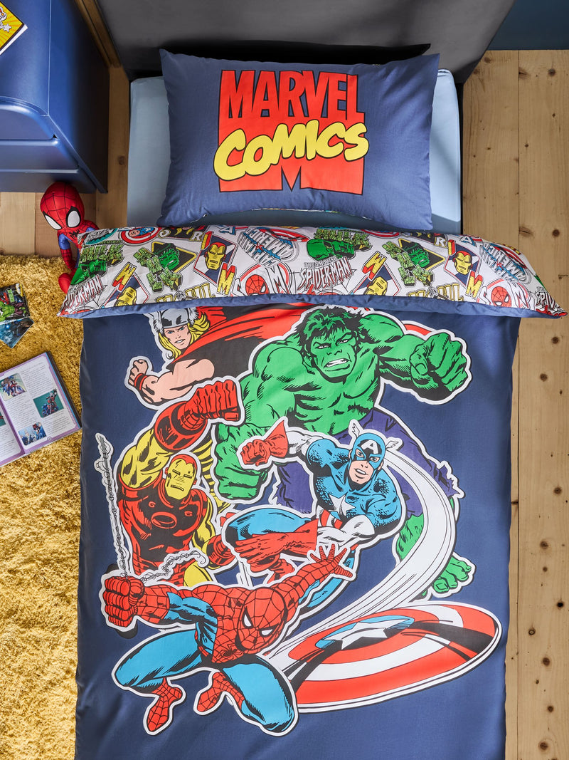 Blue Marvel duvet cover and pillowcase set Single - British product