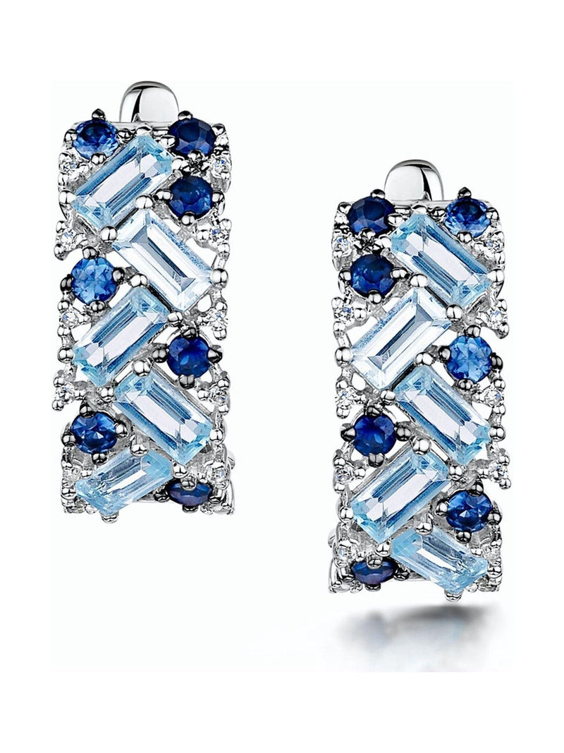 The Diamond Store Blue Topaz Sapphire Earrings with Diamond (British brand)