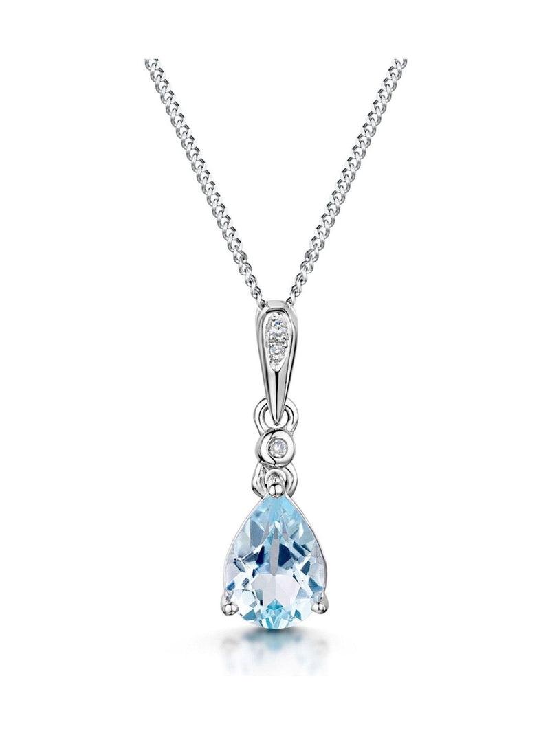 The Diamond Store 9K White Gold Blue Topaz Stellato Collection Diamond Necklace