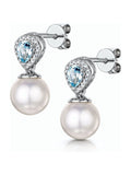 The Diamond Store white gold pearl blue topaz earrings (British brand)