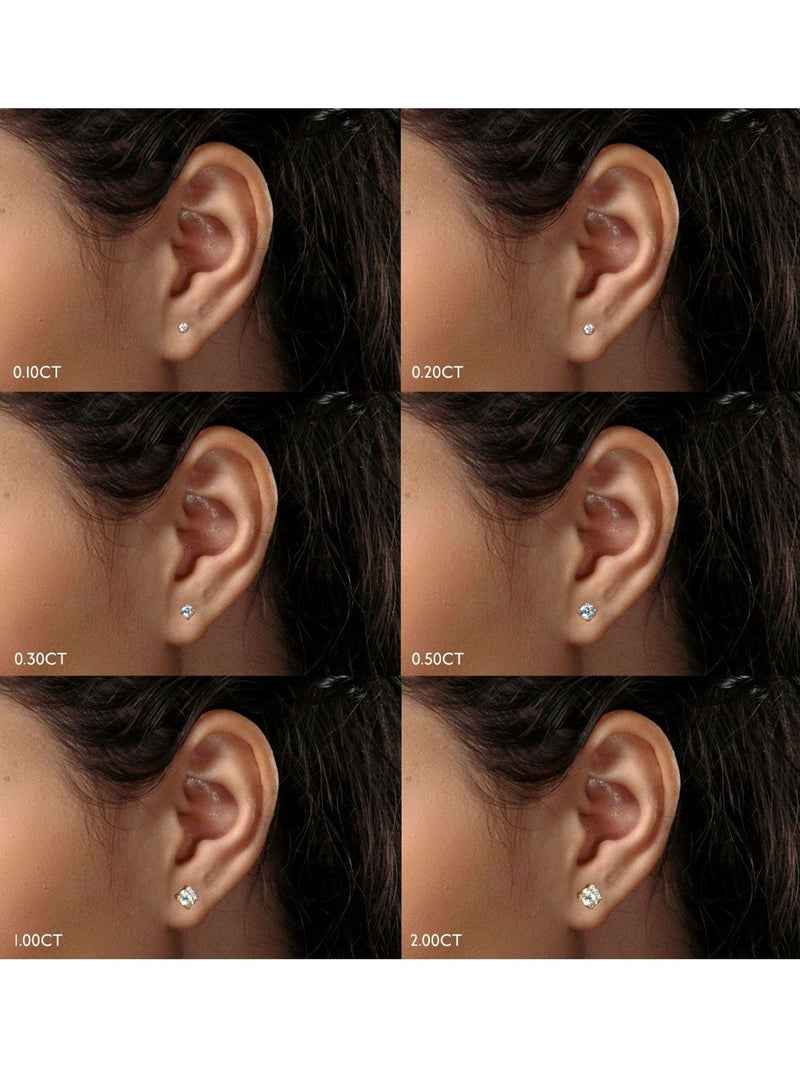 The Diamond Store White Lab Diamond Stud Earrings 0.10ct H/Si Quality in 9K Gold - 2.4mm