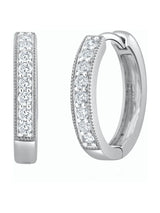 The Diamond Store Lab-Grown Diamond Hoop Earrings White Gold Pave Set 0.25ct