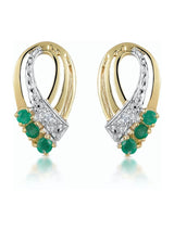 The Diamond Store Emerald And Diamond Earrings 8 x 15mm