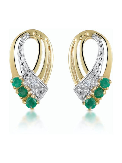 The Diamond Store Emerald And Diamond Earrings 8 x 15mm
