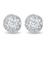 The Diamond Store 9K White Gold Halo Lab Diamond Earrings