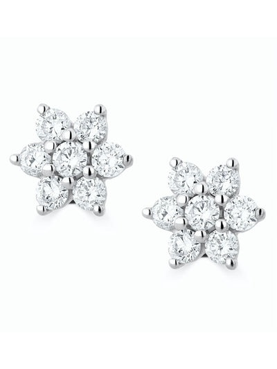 The Diamond Store 9K White Gold Flower Cluster Lab Diamond Earrings 0.50ct